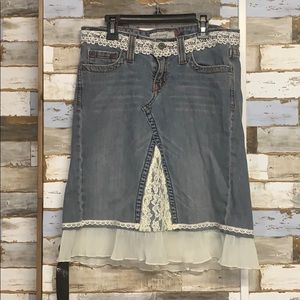 Aero Size 5/6 Bo-Ho Denim & Lace Skirt